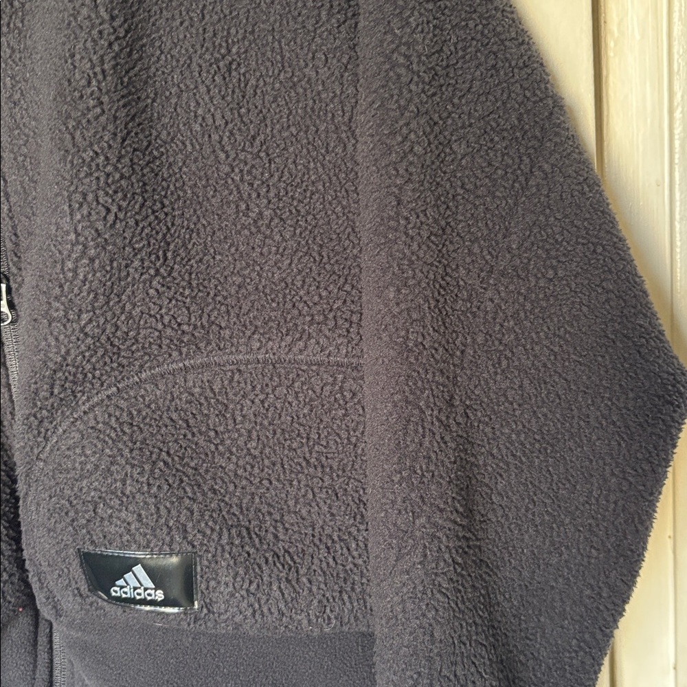 Adidas Black Teddy Sherpa Zip Fleece Jacket - Picture 6 of 10